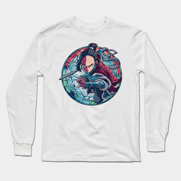 katara water tribe in battle position Long Sleeve T-Shirt by whatyouareisbeautiful